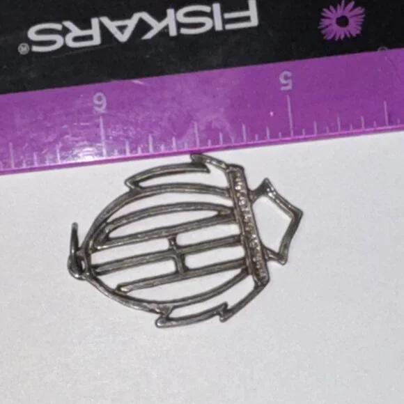 Open Sterling Silver Harley Davidson Pendant